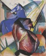 Franz Marc Two Horses,Red and Blue (mk34) oil on canvas